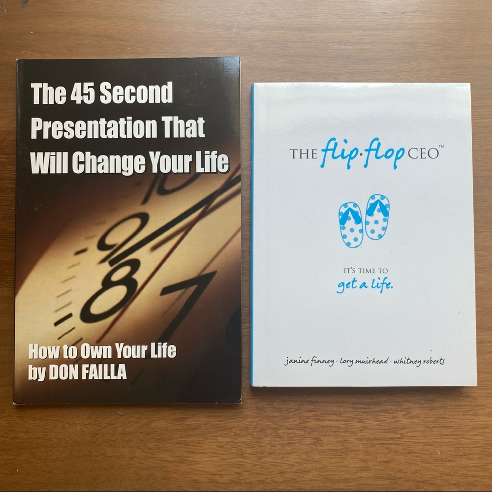 Flip flop CEO and 45 Second Presentation 2 books